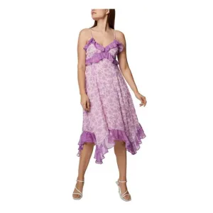 BCBGENERATION Womens Purple Adjustable Lined Spaghetti Strap Midi Dress 16