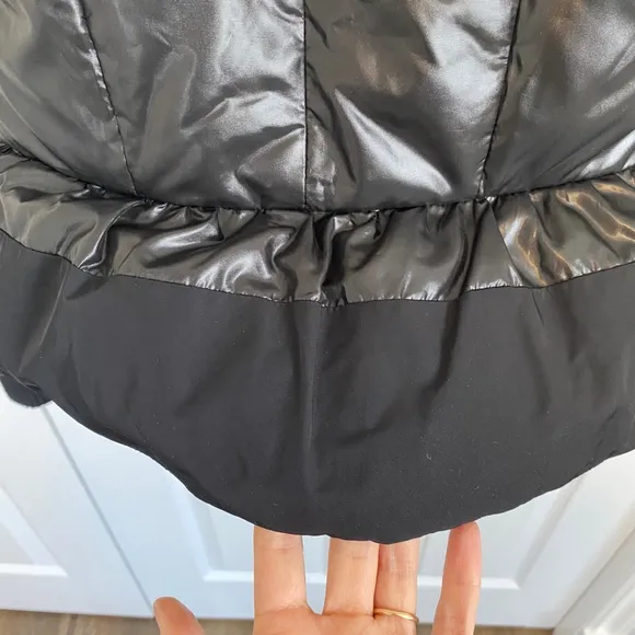 BCBGMaxAzria Shiny Black Puffer Peplum Cropped Jacket Size XS