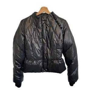 BCBGMaxAzria Shiny Black Puffer Peplum Cropped Jacket Size XS
