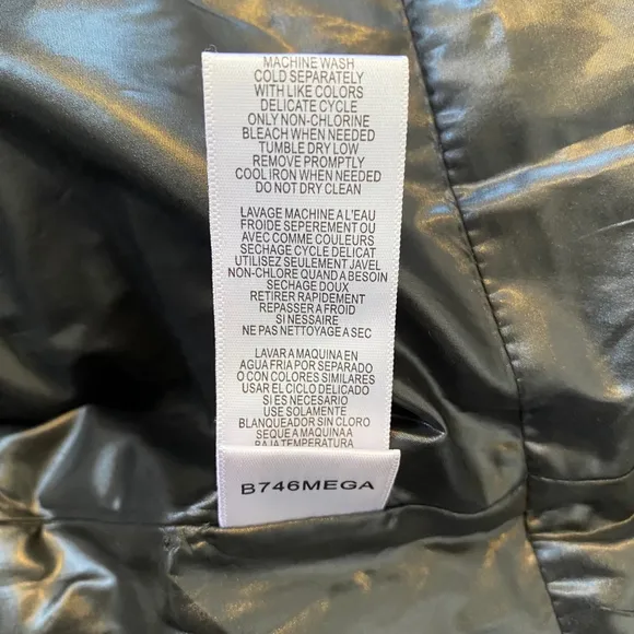 BCBGMaxAzria Shiny Black Puffer Peplum Cropped Jacket Size XS