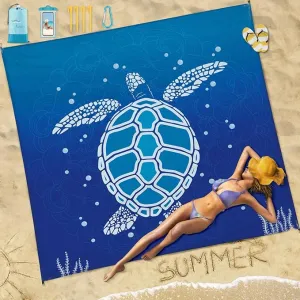 Beach Blanket Sandproof Waterproof 78''×81'' 1-5 Adults Oversized,Compact Lightweight Durable Beach Mat for Travel Camping Hiking Picnic Blanket