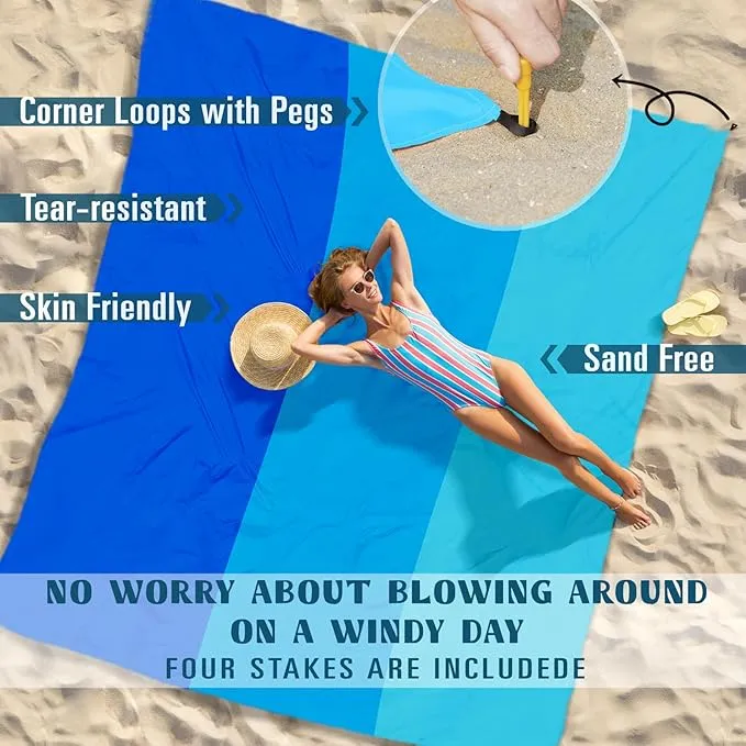 Beach Blanket Sandproof Waterproof 78''×81''1-5 Adults Oversized,Compact Lightweight Durable Beach Mat for Travel Camping Hiking Picnic blanket