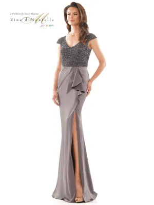 Beaded Cascading Ruffle Gown