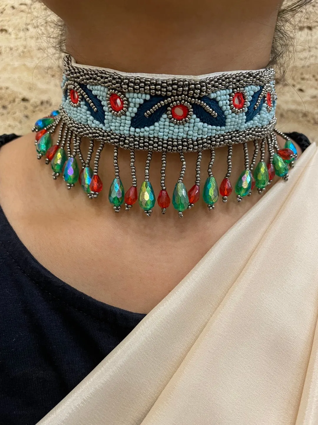 Beaded Choker Necklace Pearls Design