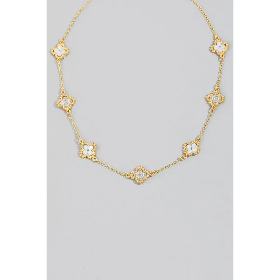 Beaded Clover Station Chain Necklace