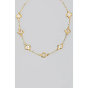 Beaded Clover Station Chain Necklace
