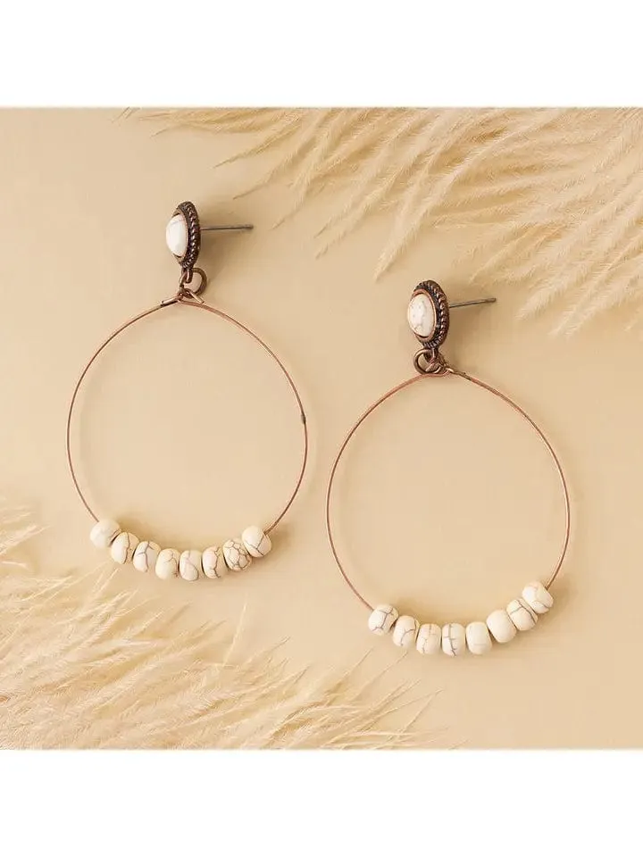 Beaded Hoops In Ivory