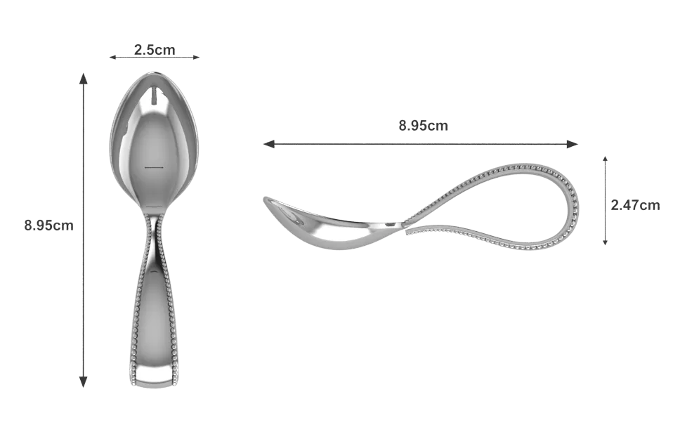 Beaded Loop Sterling Silver Baby Feeding Spoon by Krysaliis