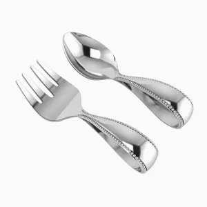 Beaded Loop Sterling Silver Baby Spoon & Fork Set by Krysaliis
