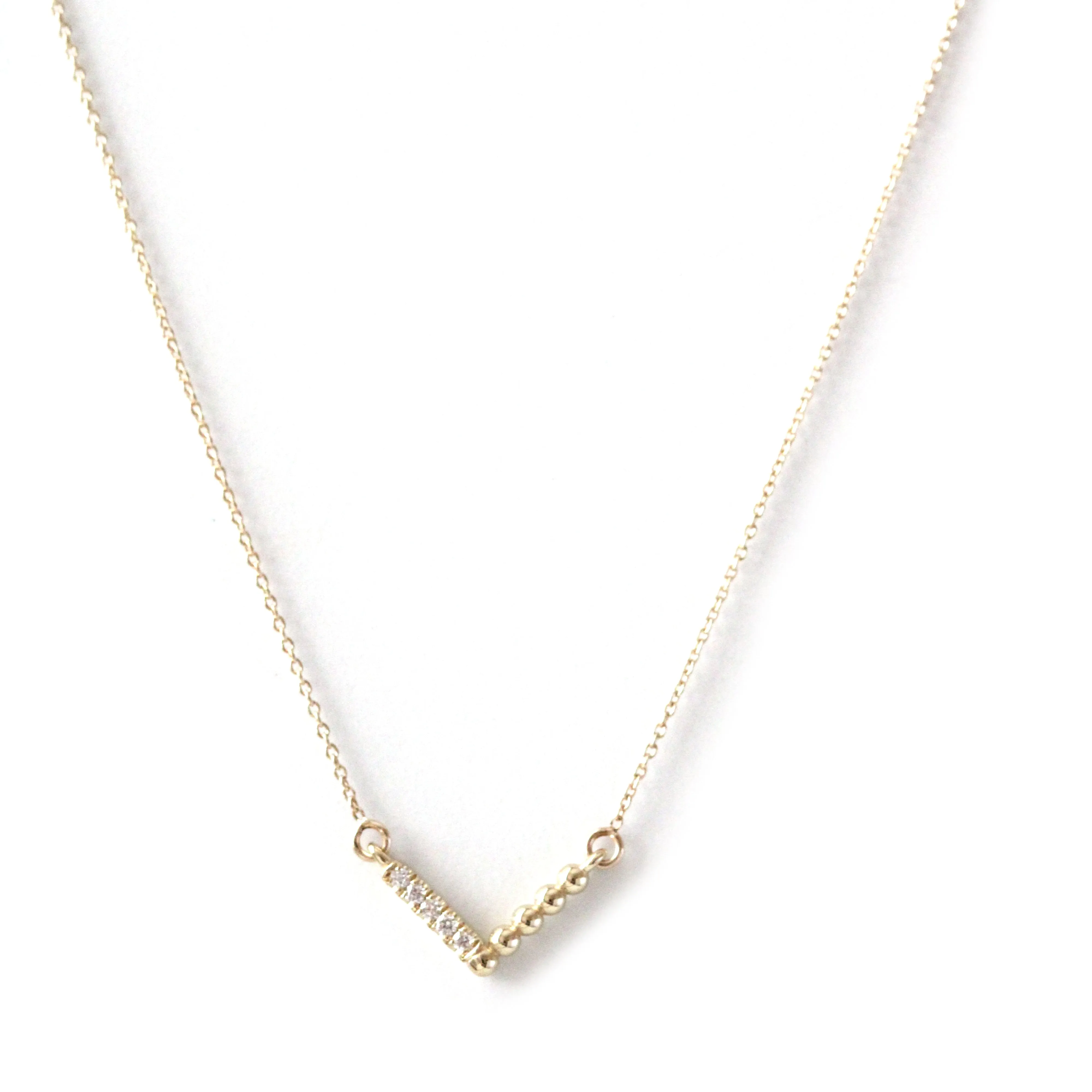 Beaded V Diamond Bar necklace