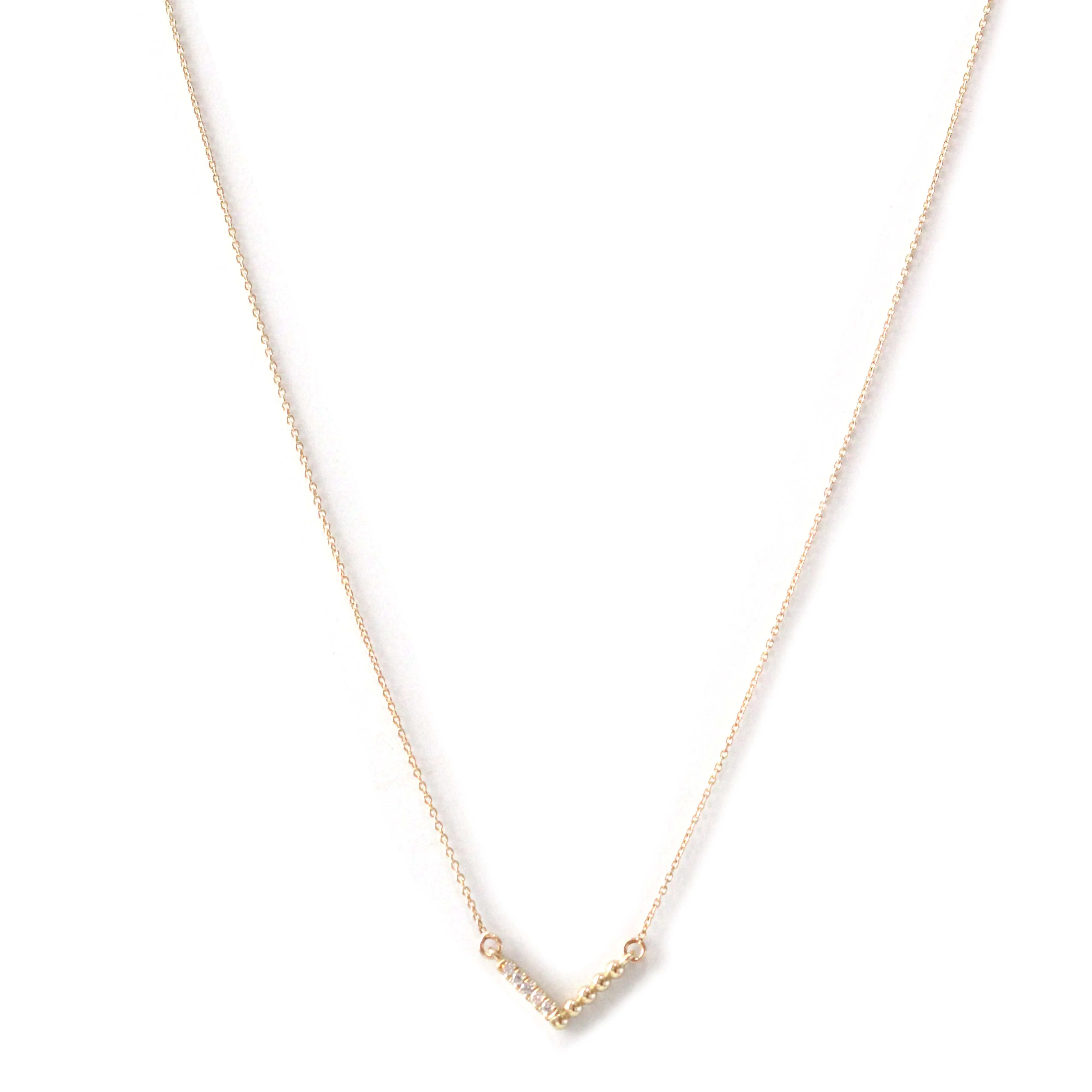 Beaded V Diamond Bar necklace