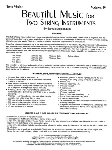Beautiful Music for Two String Instruments Book 4 for Viola