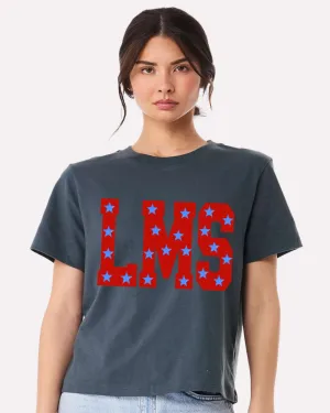 Bella Canvas MULTIPLE COLORS CROPPED Custom School Letters Spirit Shirt - Faux Glitter Stars