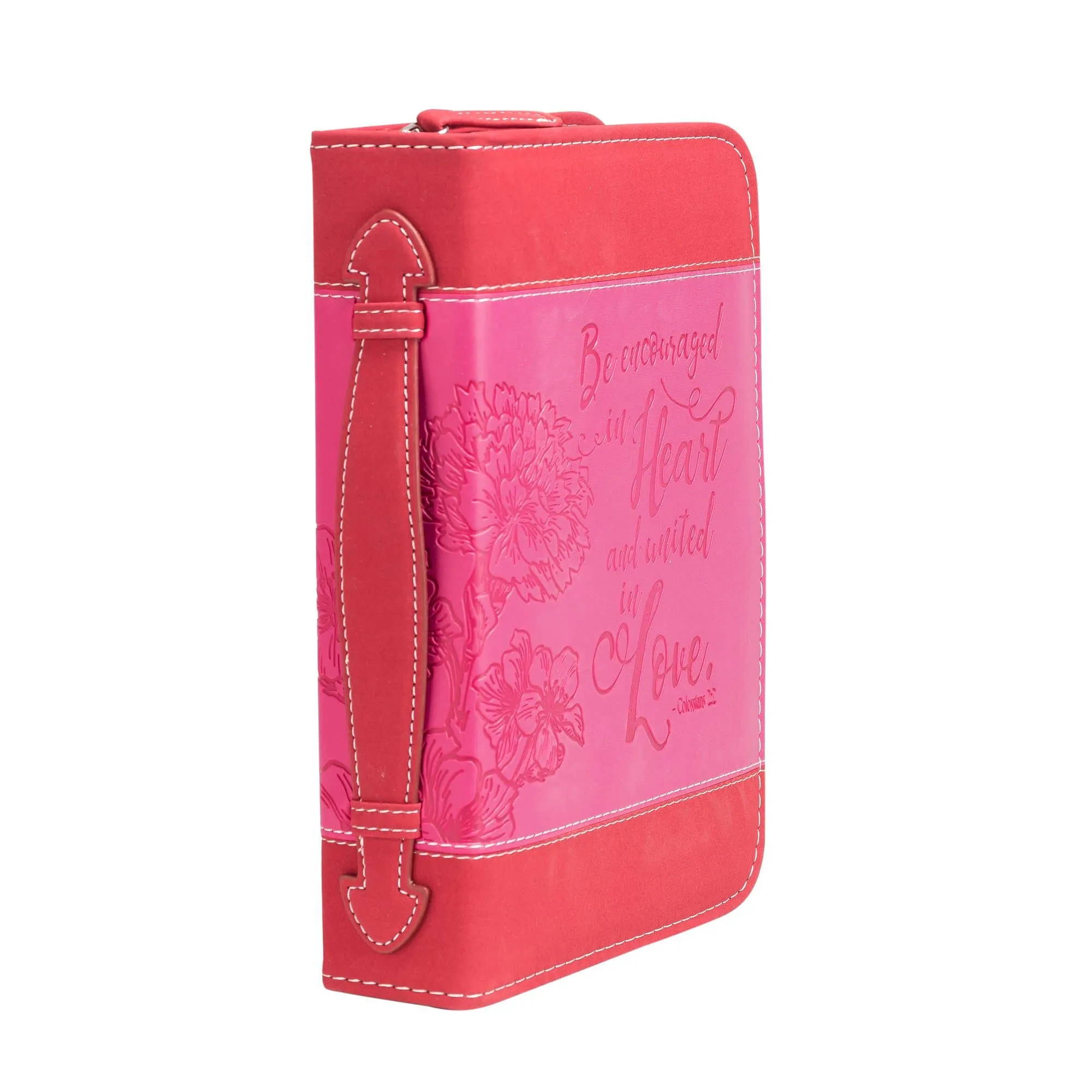 Bible Cover -Pink floral, Colossians 2:2: Large