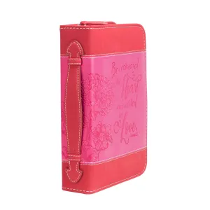 Bible Cover -Pink floral, Colossians 2:2: Large