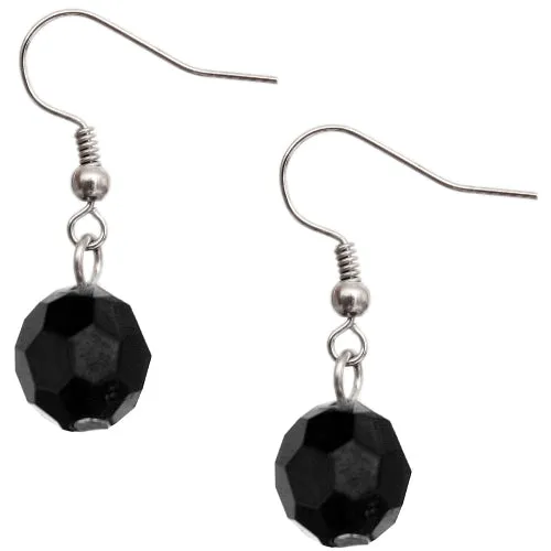 Black Open Circle Faux Marble Beaded Necklace Set