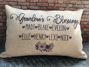 Blessed Grandma Pillows, Grandma Pillow Covers, Personalized Pillows, Grandma Gifts, Personalized Gifts, Grandma Mother’s Day