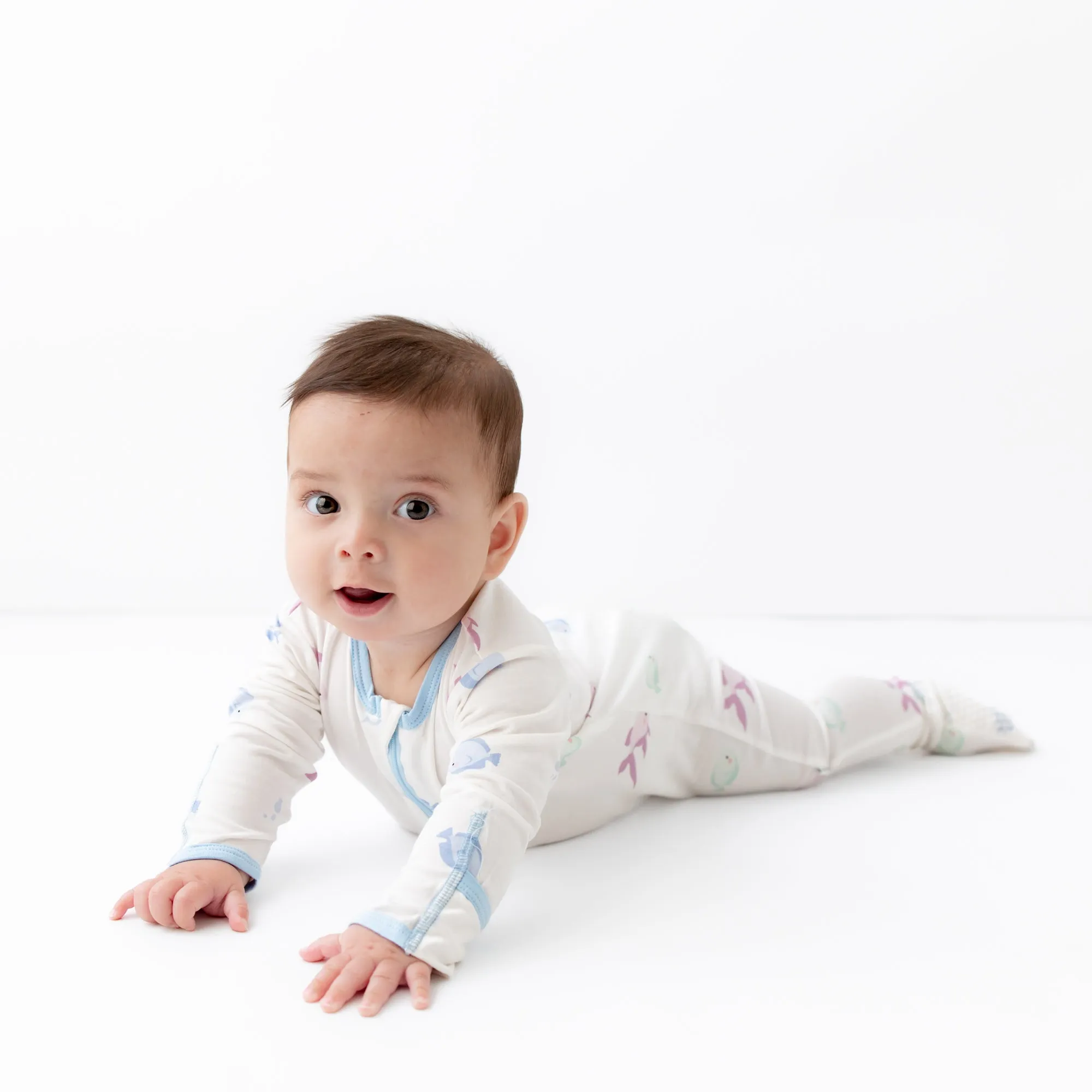 Blue Fish Zippered Footie