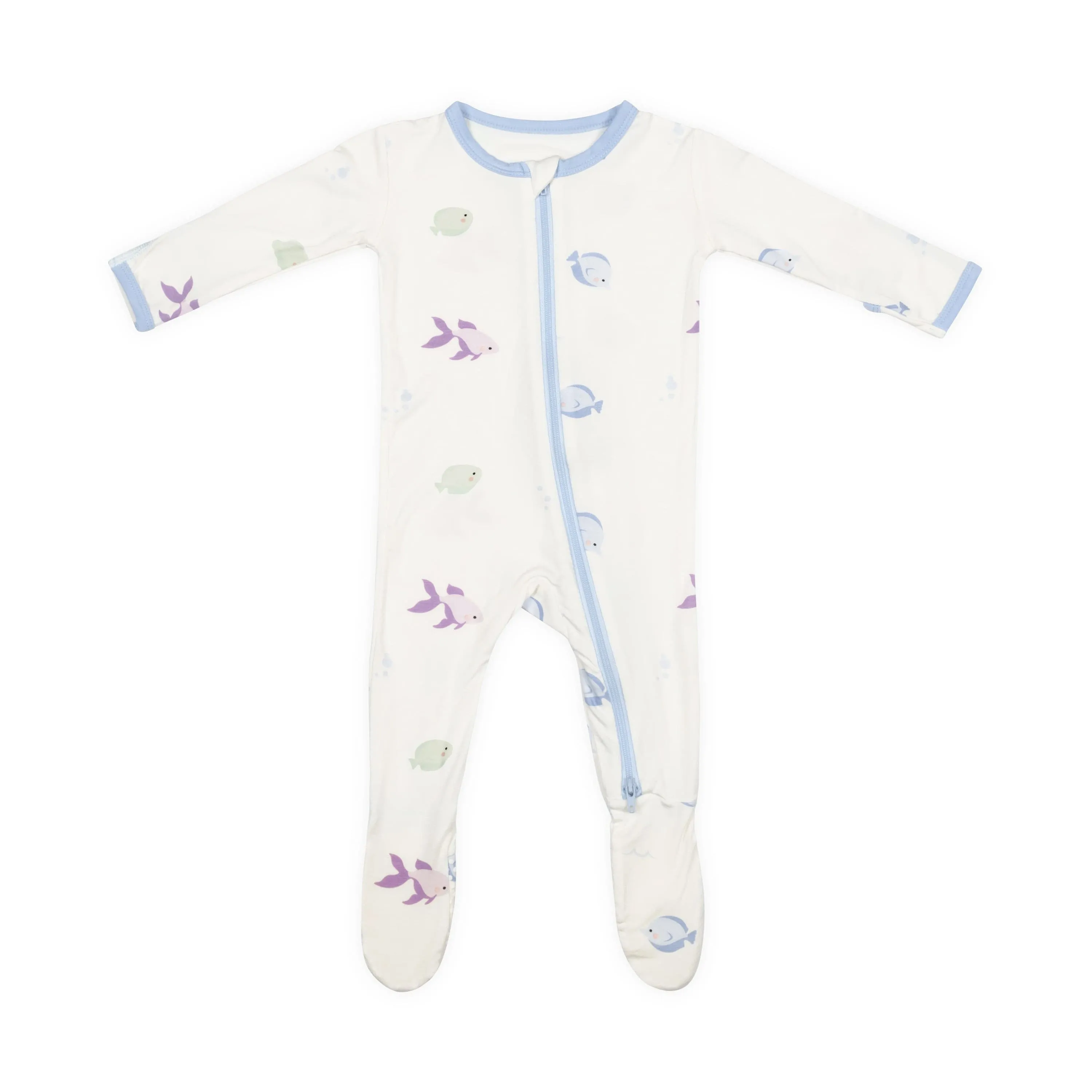 Blue Fish Zippered Footie