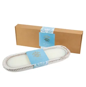 Blue Hydrangea 5 Wick White Beaded Bowl Candle -Spring Edition