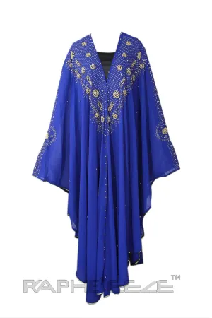 Blue Muslim Religious Caftan Floor Length Maxi