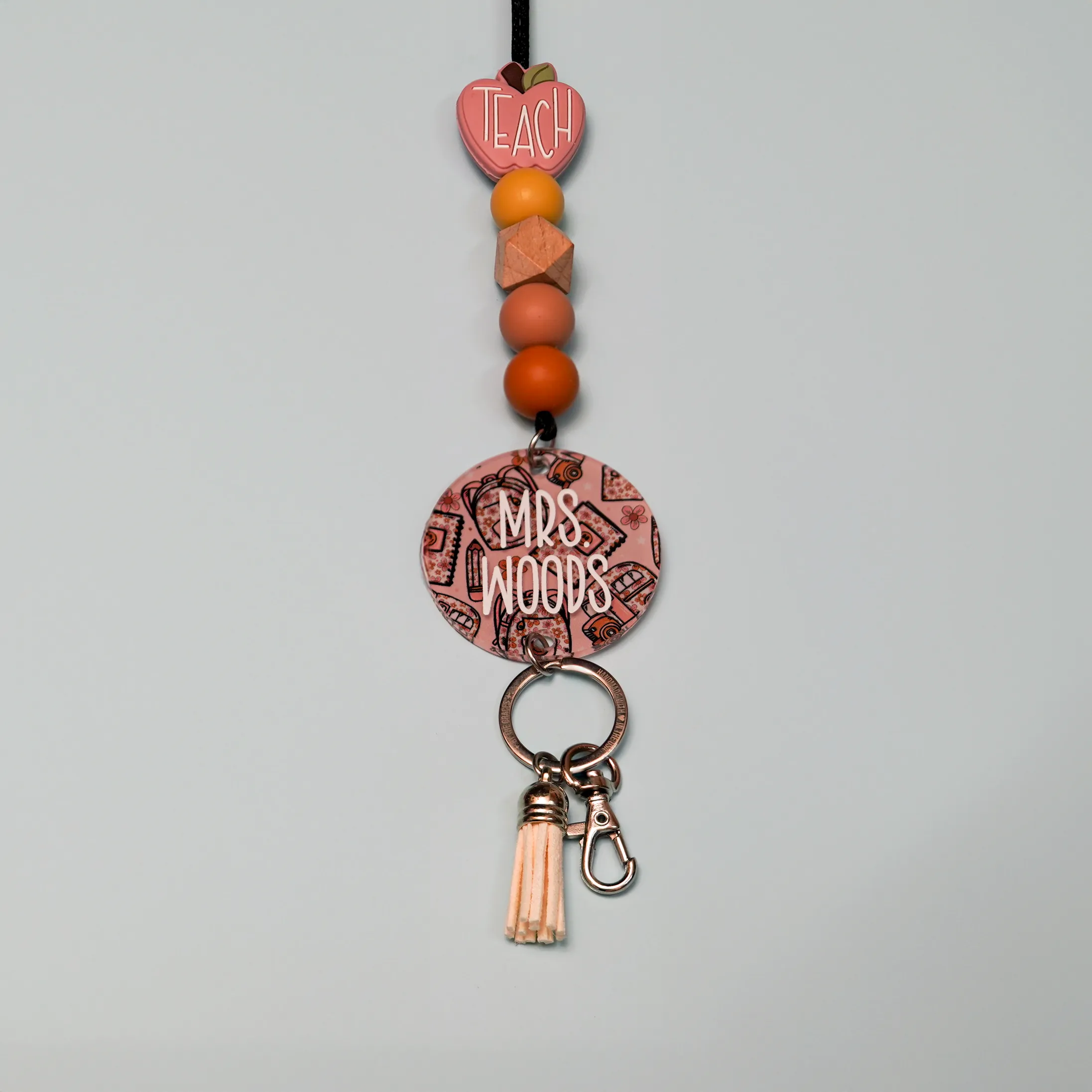 Blush Teach Apple Acrylic Lanyard