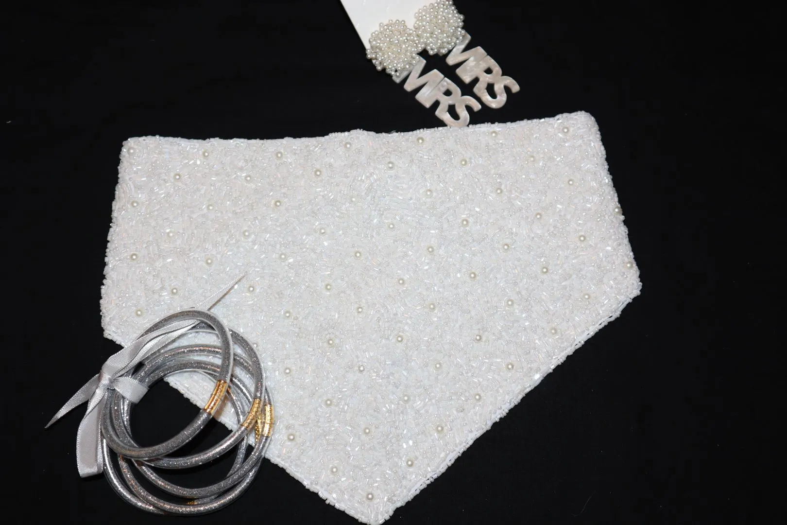 Blushing Bride White Beaded Bandana