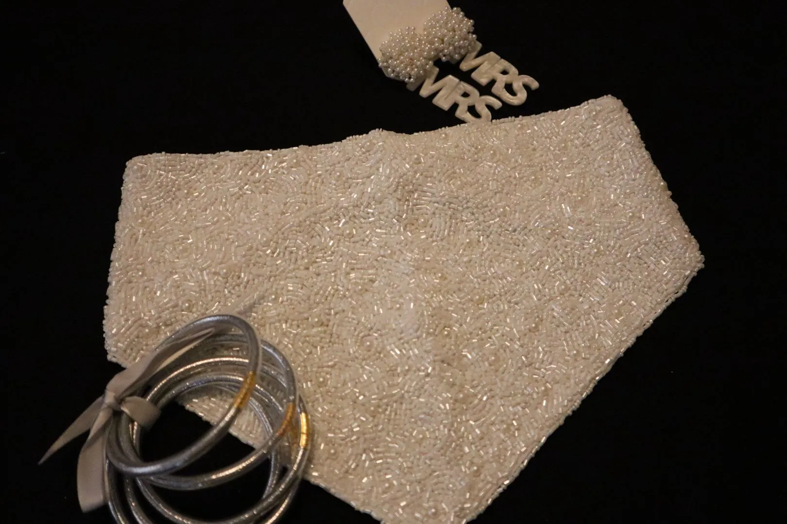 Blushing Bride White Beaded Bandana