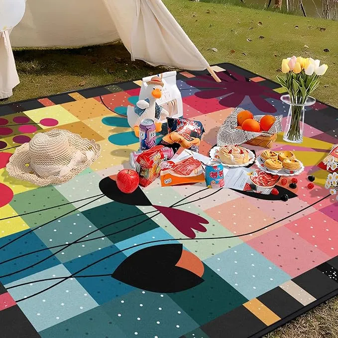 Boho Floral Picnic Blanket Waterproof Foldable Extra Large Picnic Mat Beach Blanket 60"x80" for Camping Beach Hiking Patio Party Outdoor Decor Gifts