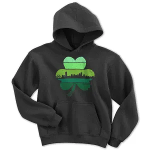 Boston Shamrock Retro Skyline Youth Hoodie