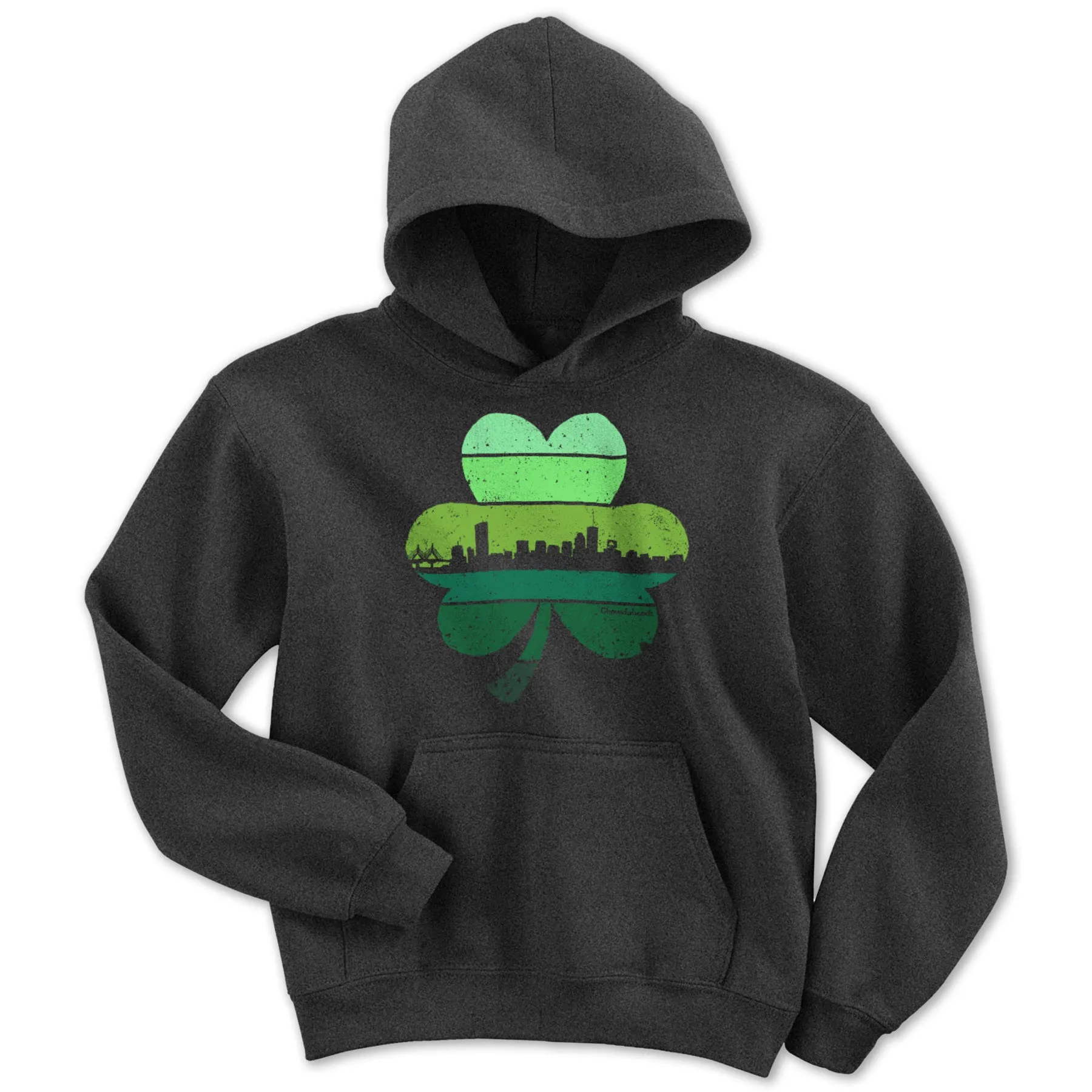 Boston Shamrock Retro Skyline Youth Hoodie