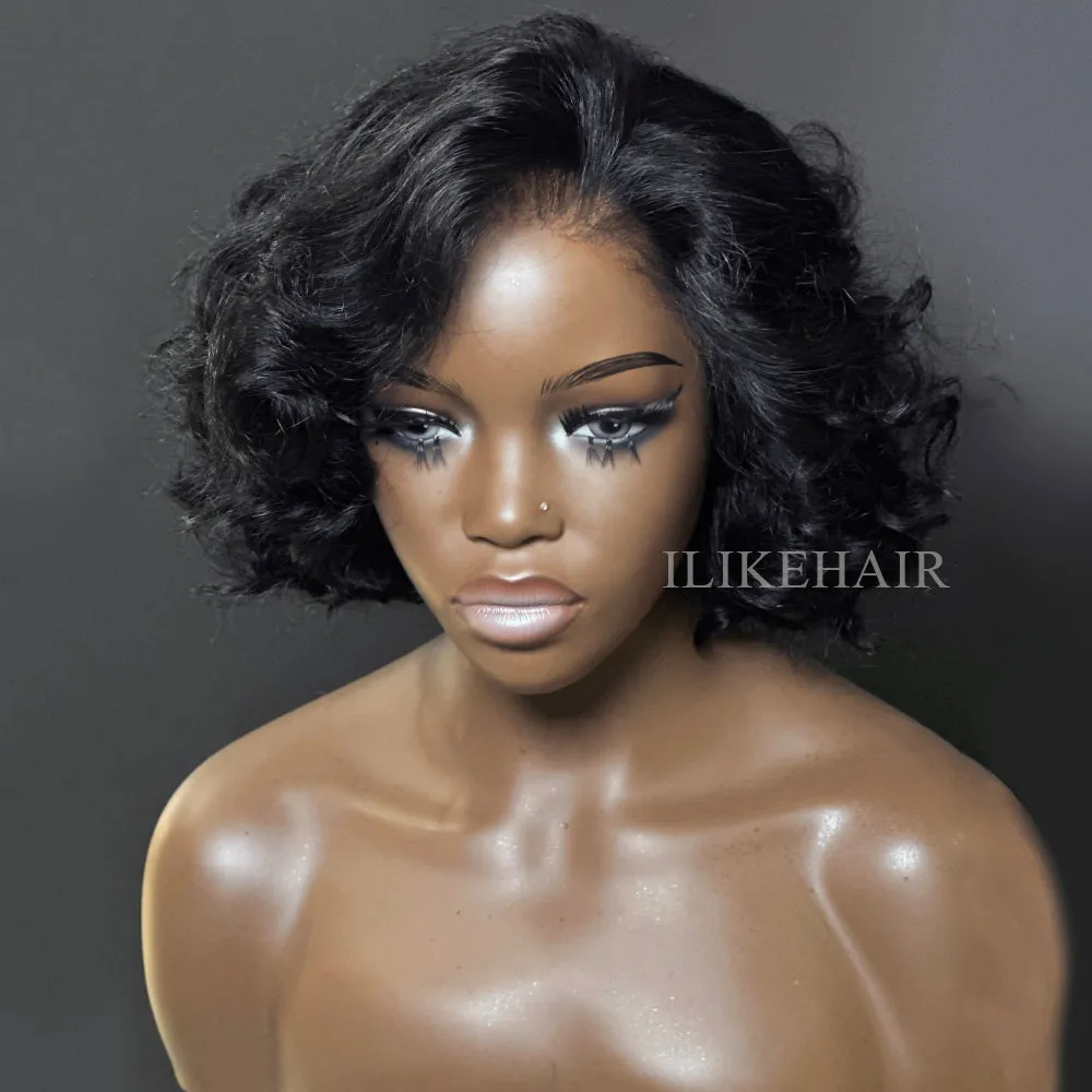 Bouncy Rose Curly Short Bob Glueless 5x5 Lace Closure Wig