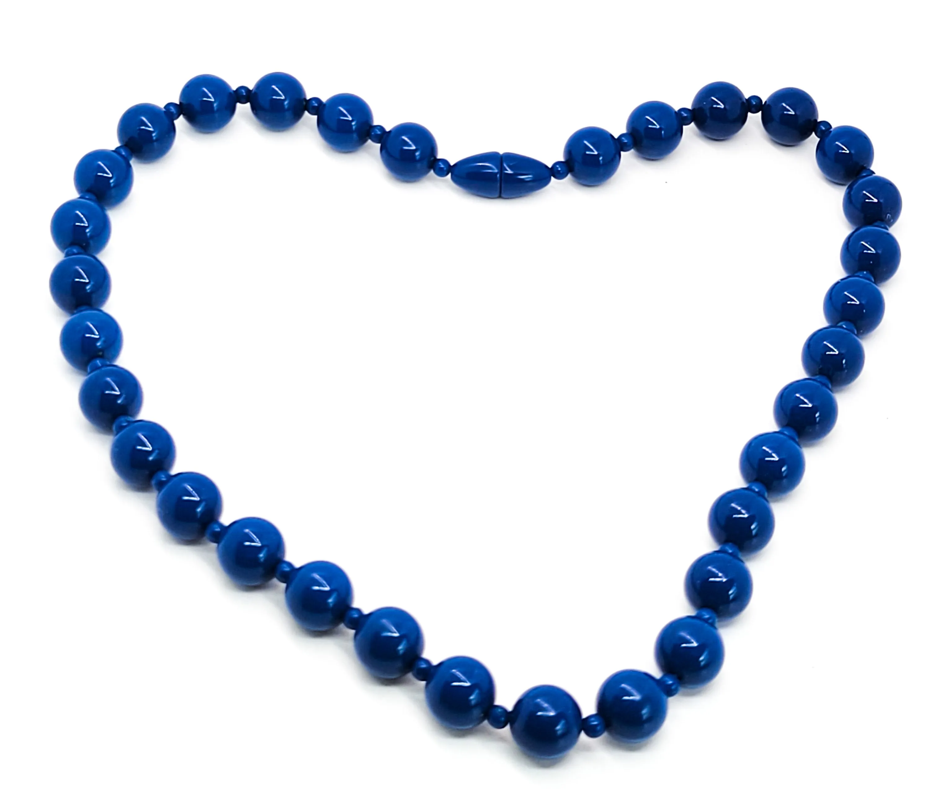 Bright Blue Lucite beaded barrel clasp vintage Lucite necklace