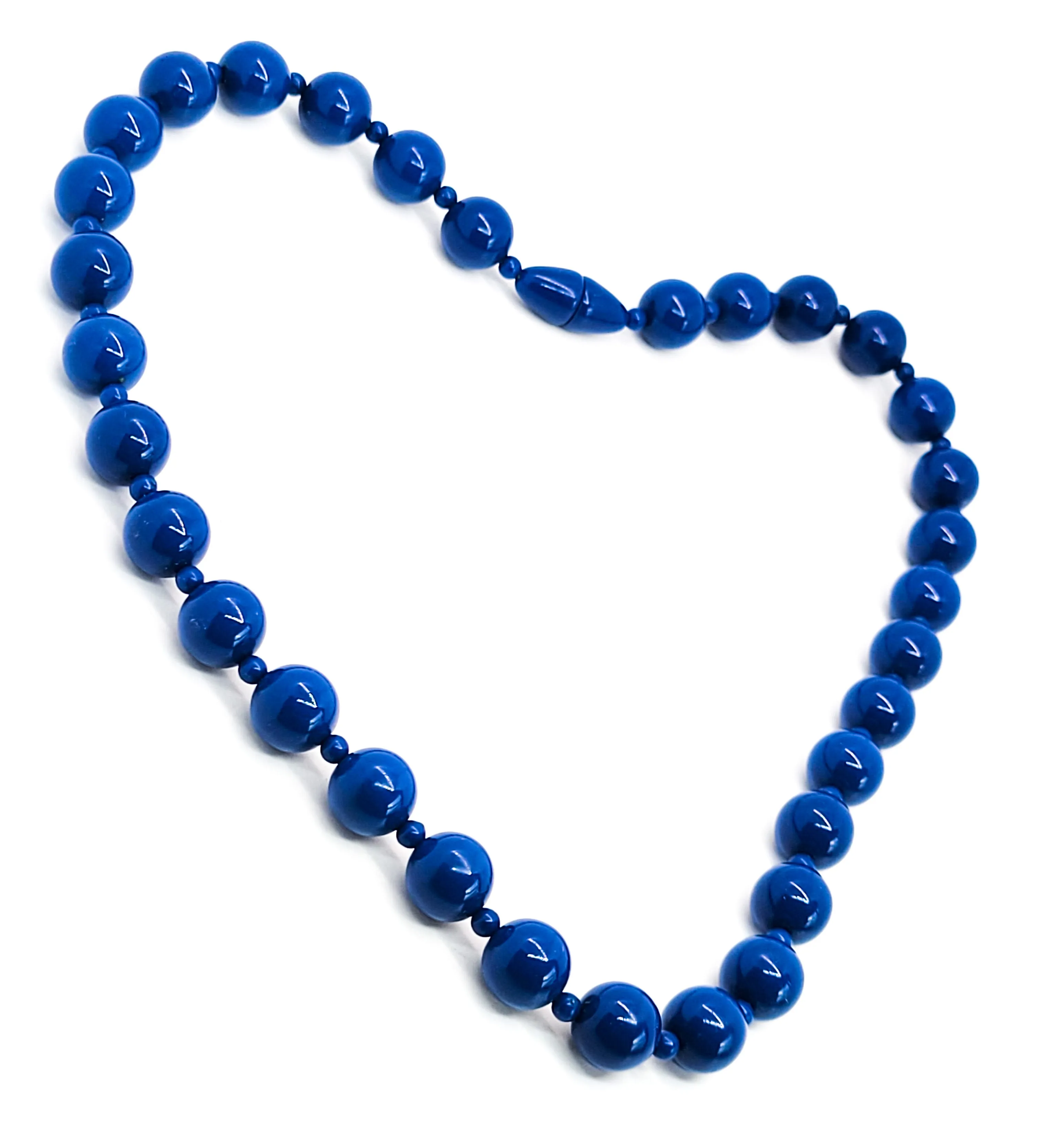 Bright Blue Lucite beaded barrel clasp vintage Lucite necklace