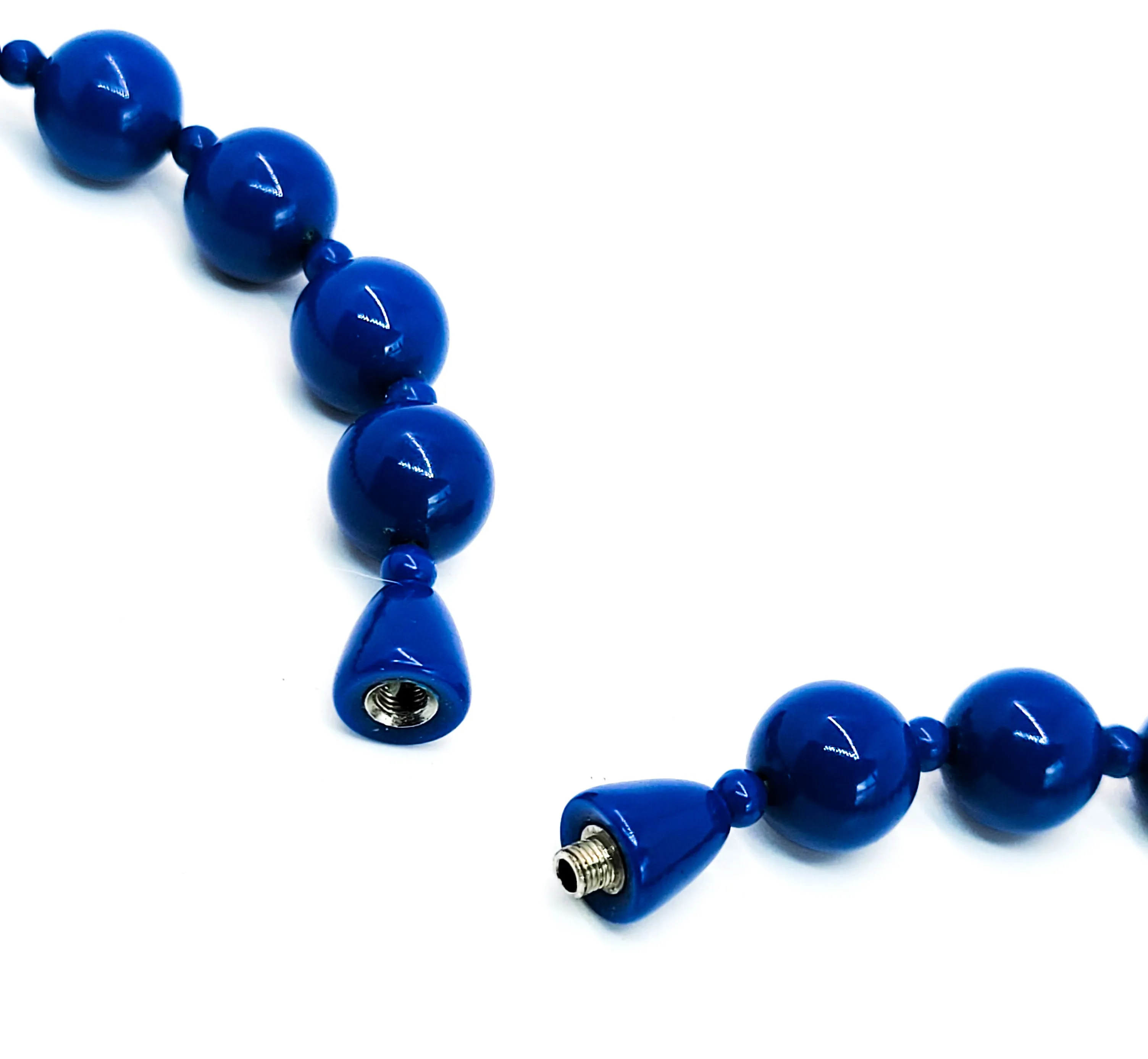 Bright Blue Lucite beaded barrel clasp vintage Lucite necklace