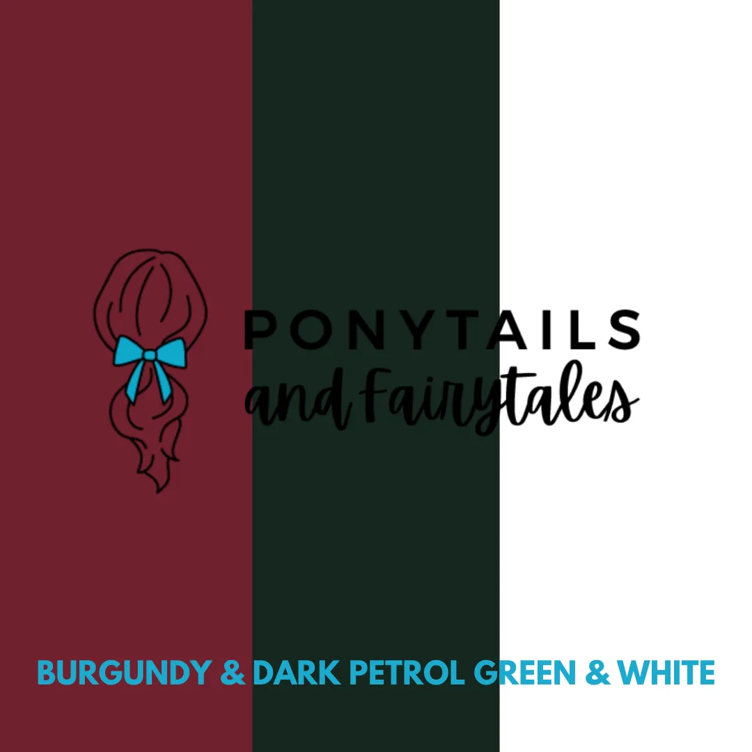 Burgundy & Dark Petrol Green & White Hair Accessories