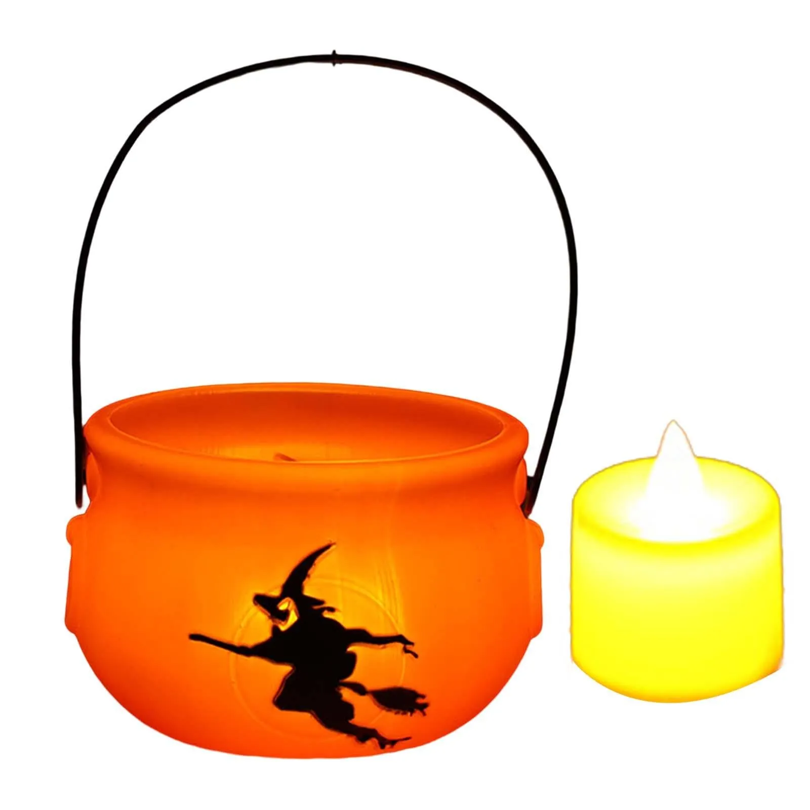 CALANDIS® Halloween Pumpkin Buckets Candy Basket Candy Bucket for Gift Box Props Decor Electronic Candle
