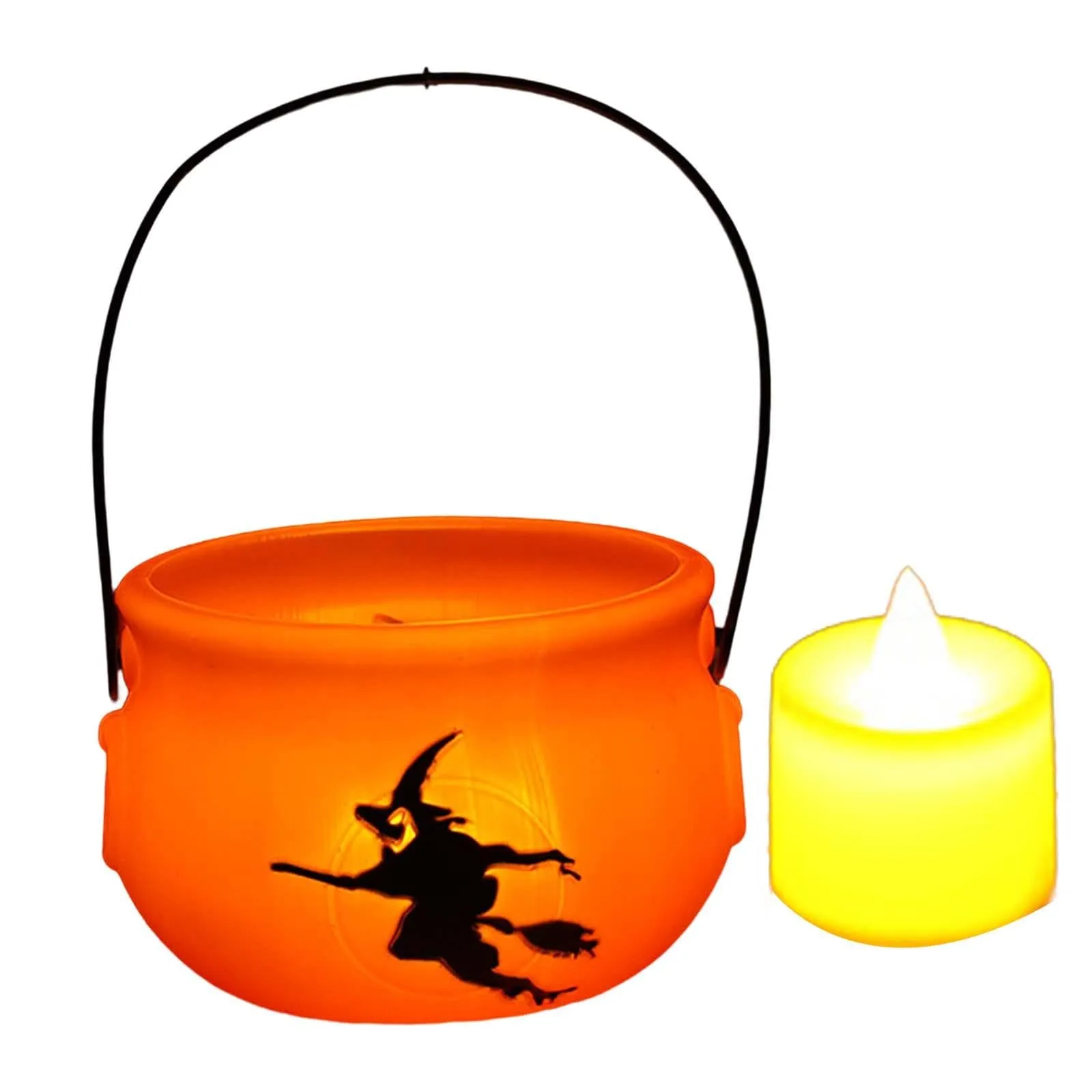 CALANDIS® Halloween Pumpkin Buckets Candy Basket Candy Bucket for Gift Box Props Decor Electronic Candle