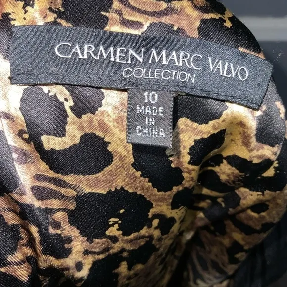Carmen Marc Valvo Black Ribbed Metallic Square Neck Cap Sleeve Short Dress Sz 10