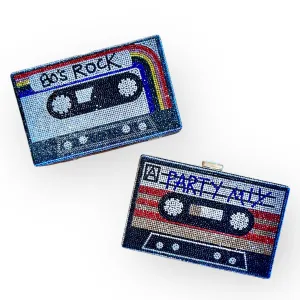 Cassette Tape Bedazzled Clutch Purses