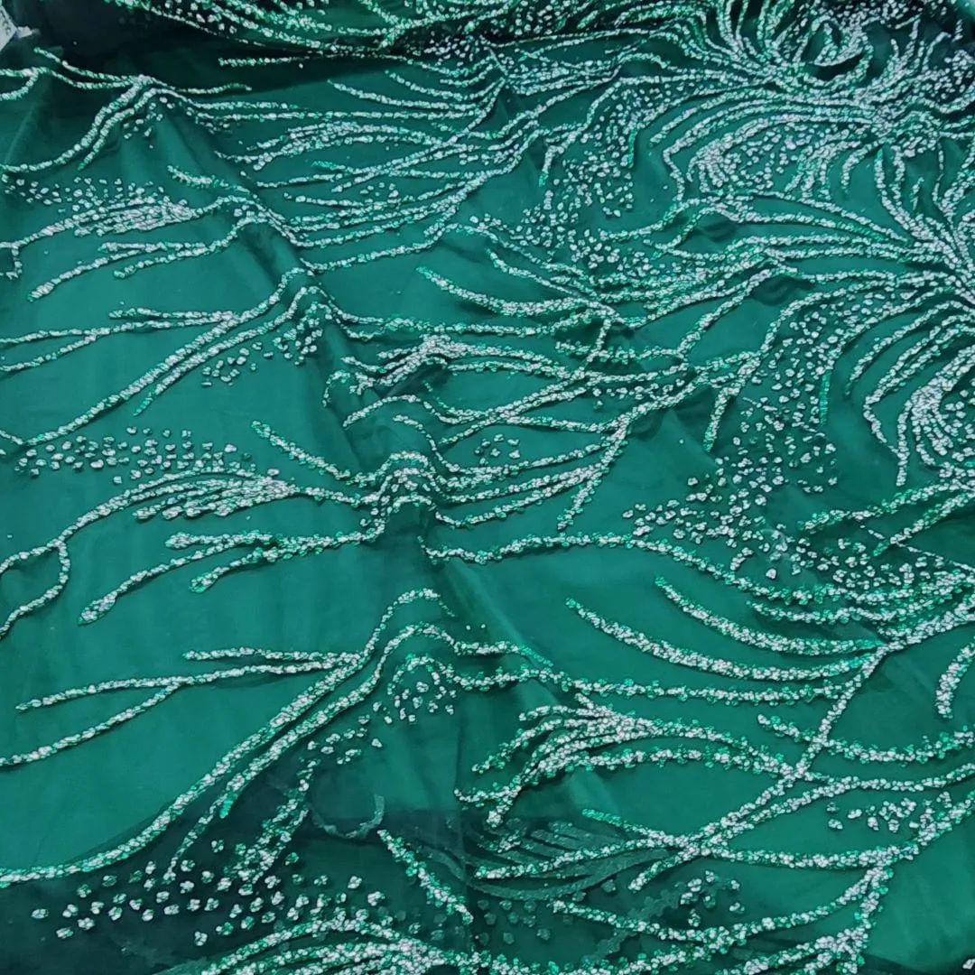 Caviar Tulle D#3 Fabric Bottle Green 130cm