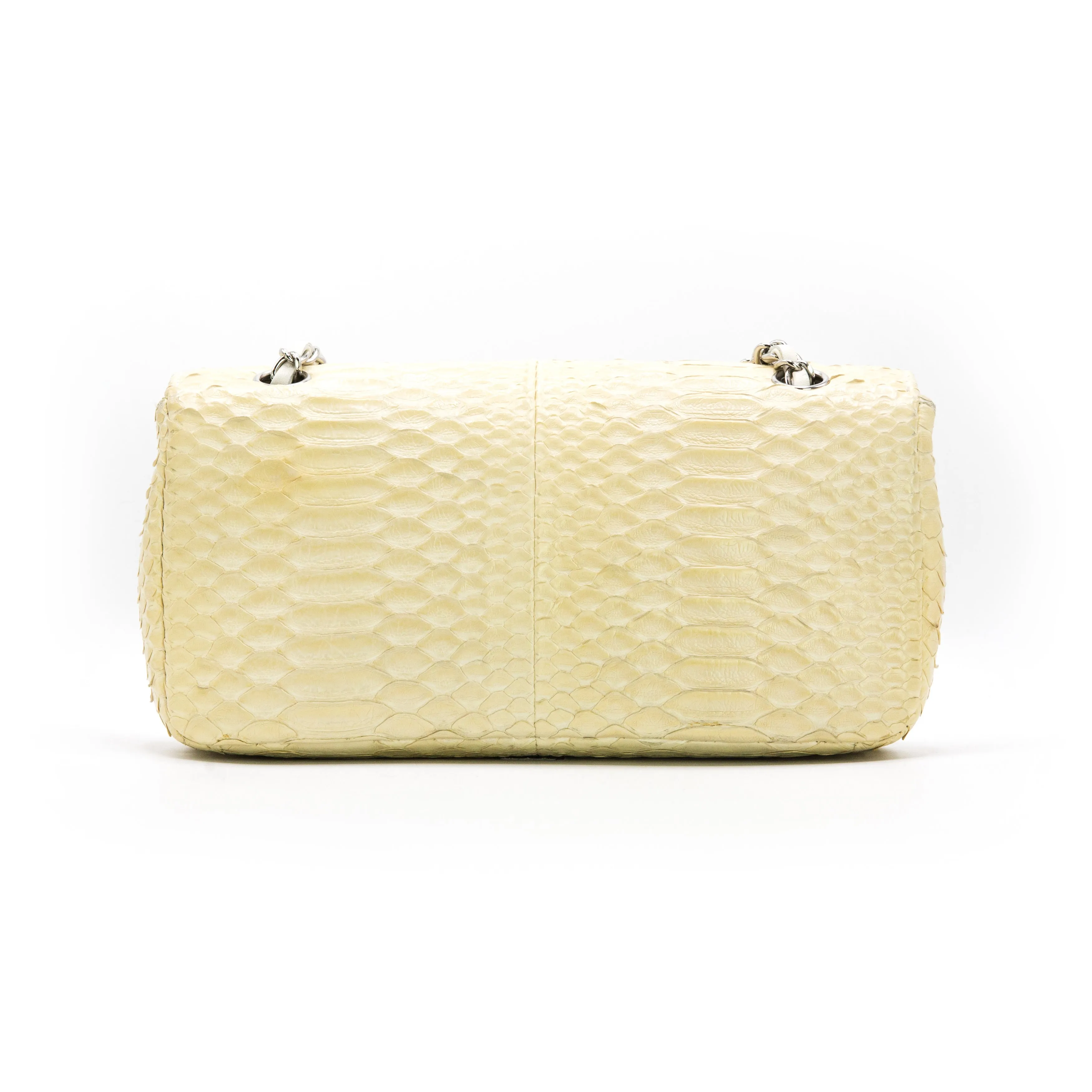 Chanel Bone White Python 2.55 10” Single Flap Bag