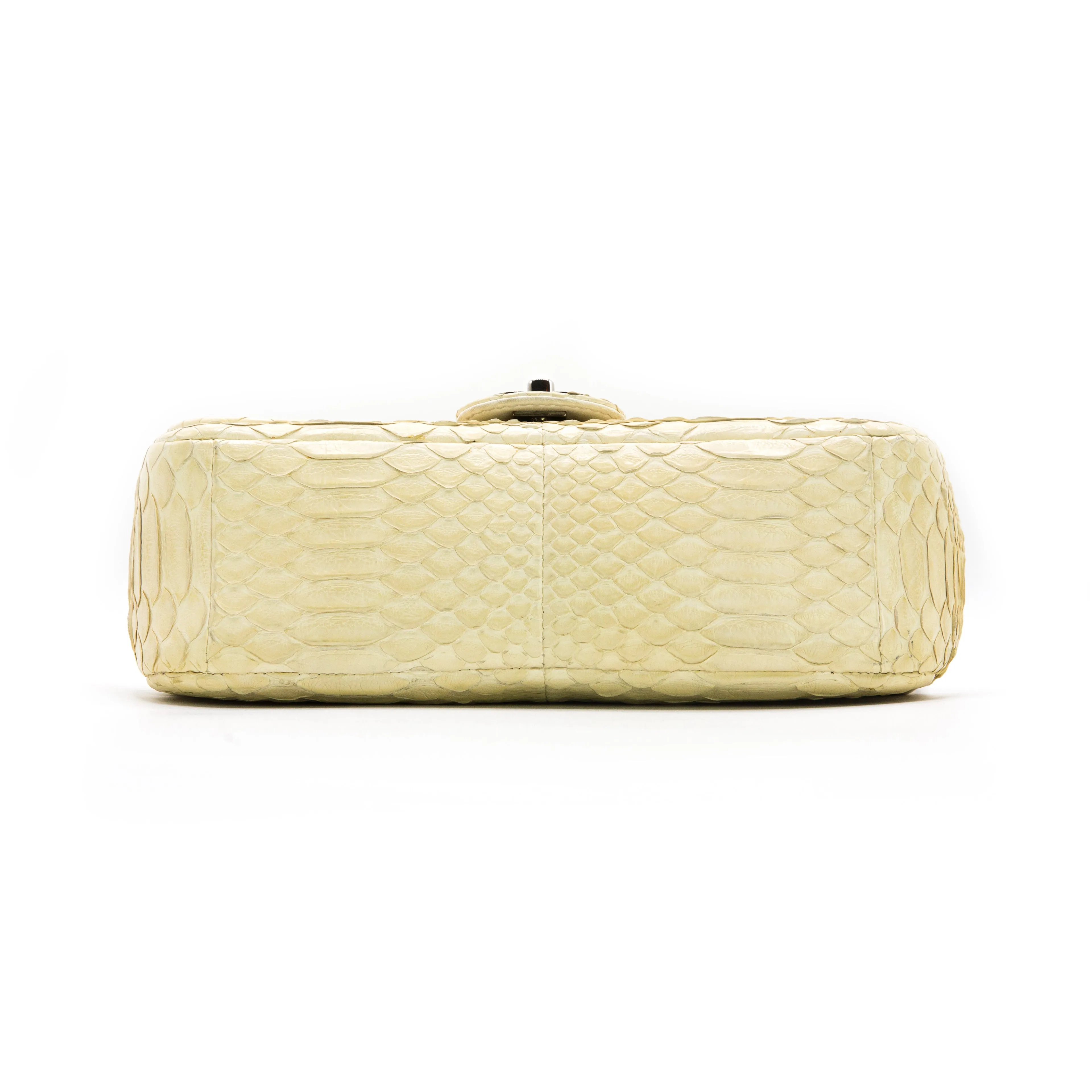 Chanel Bone White Python 2.55 10” Single Flap Bag