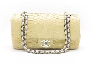 Chanel Bone White Python 2.55 10” Single Flap Bag