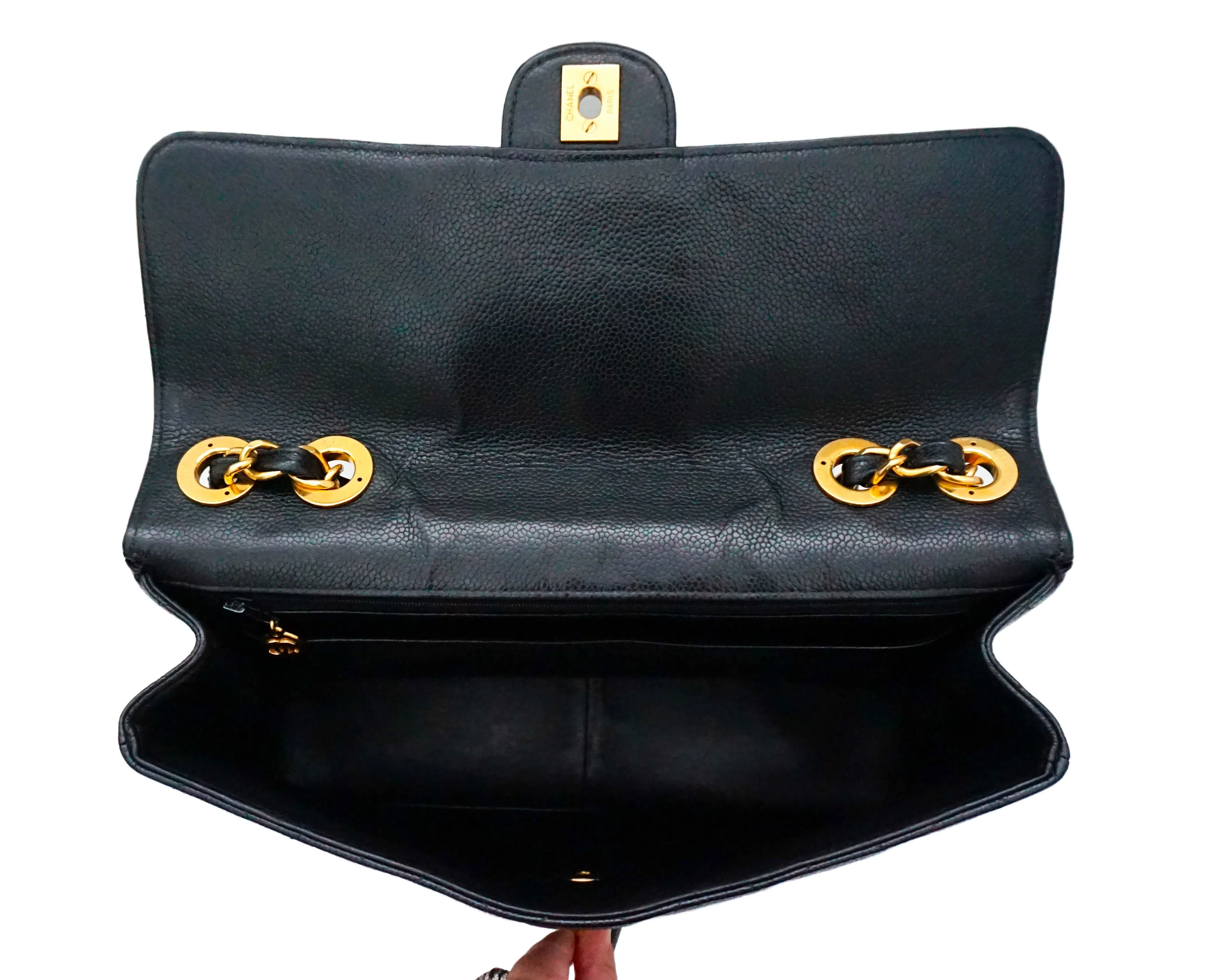 Chanel Vintage Black Caviar Single Flap Jumbo
