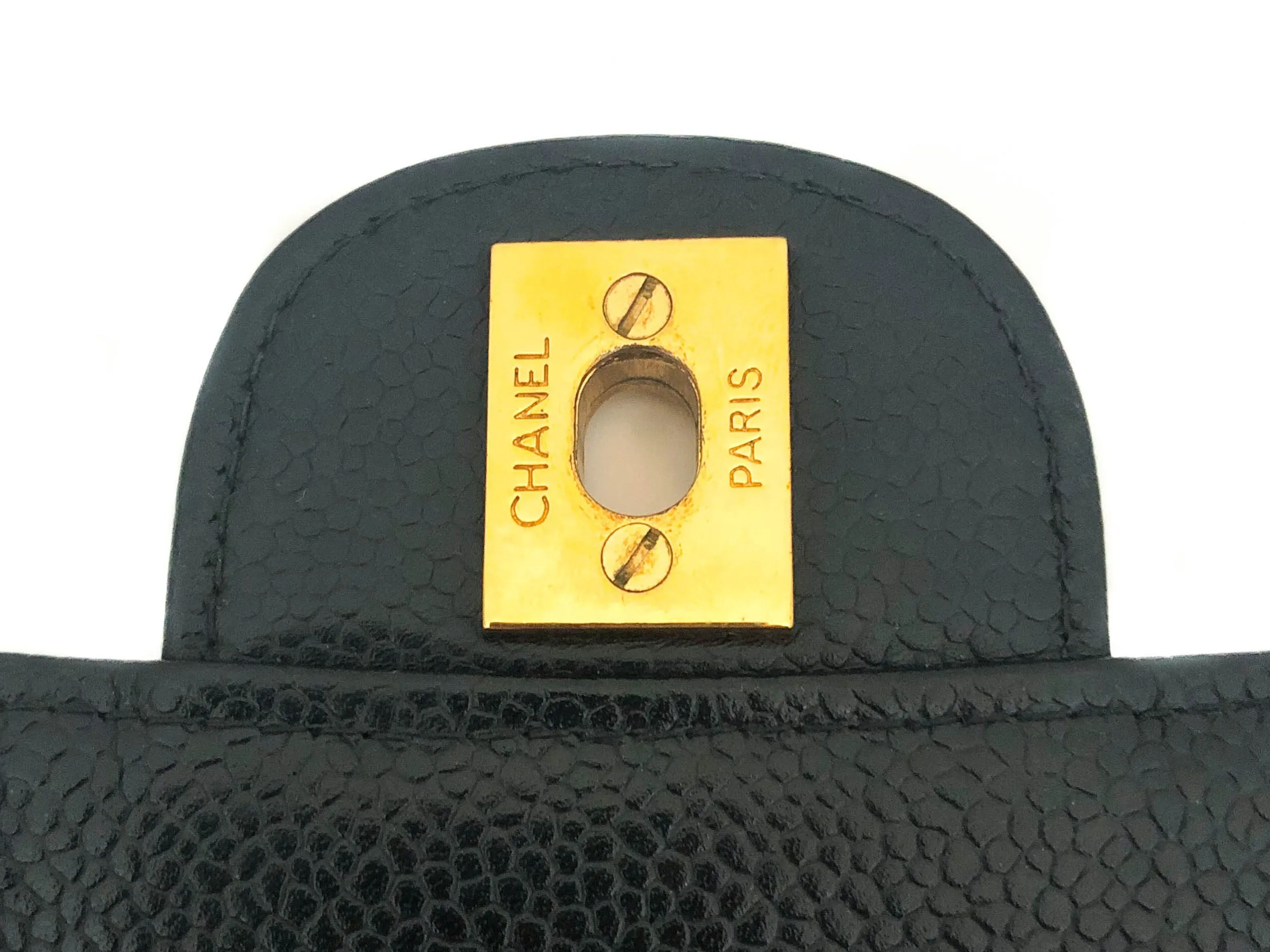 Chanel Vintage Black Caviar Single Flap Jumbo
