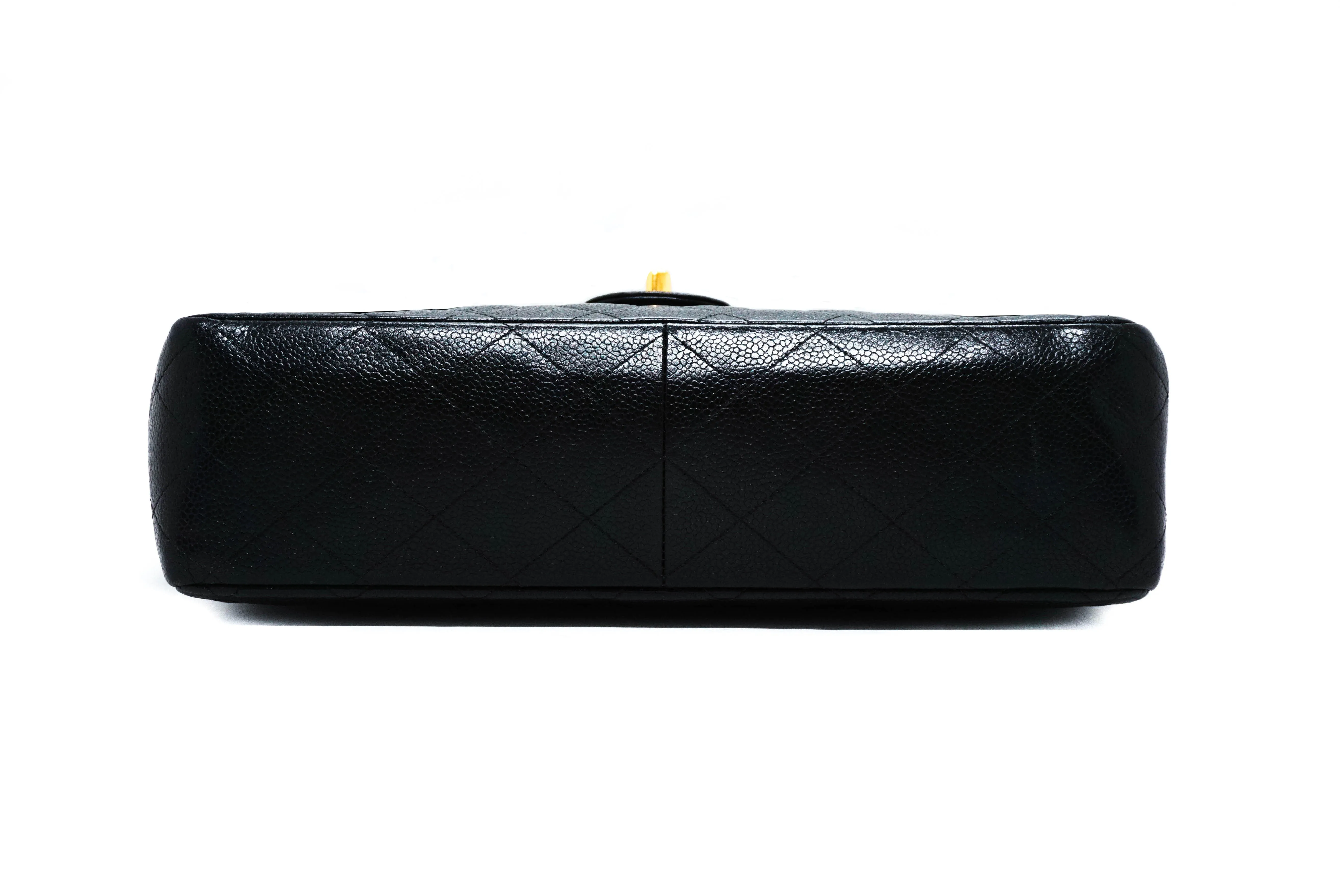 Chanel Vintage Black Caviar Single Flap Jumbo