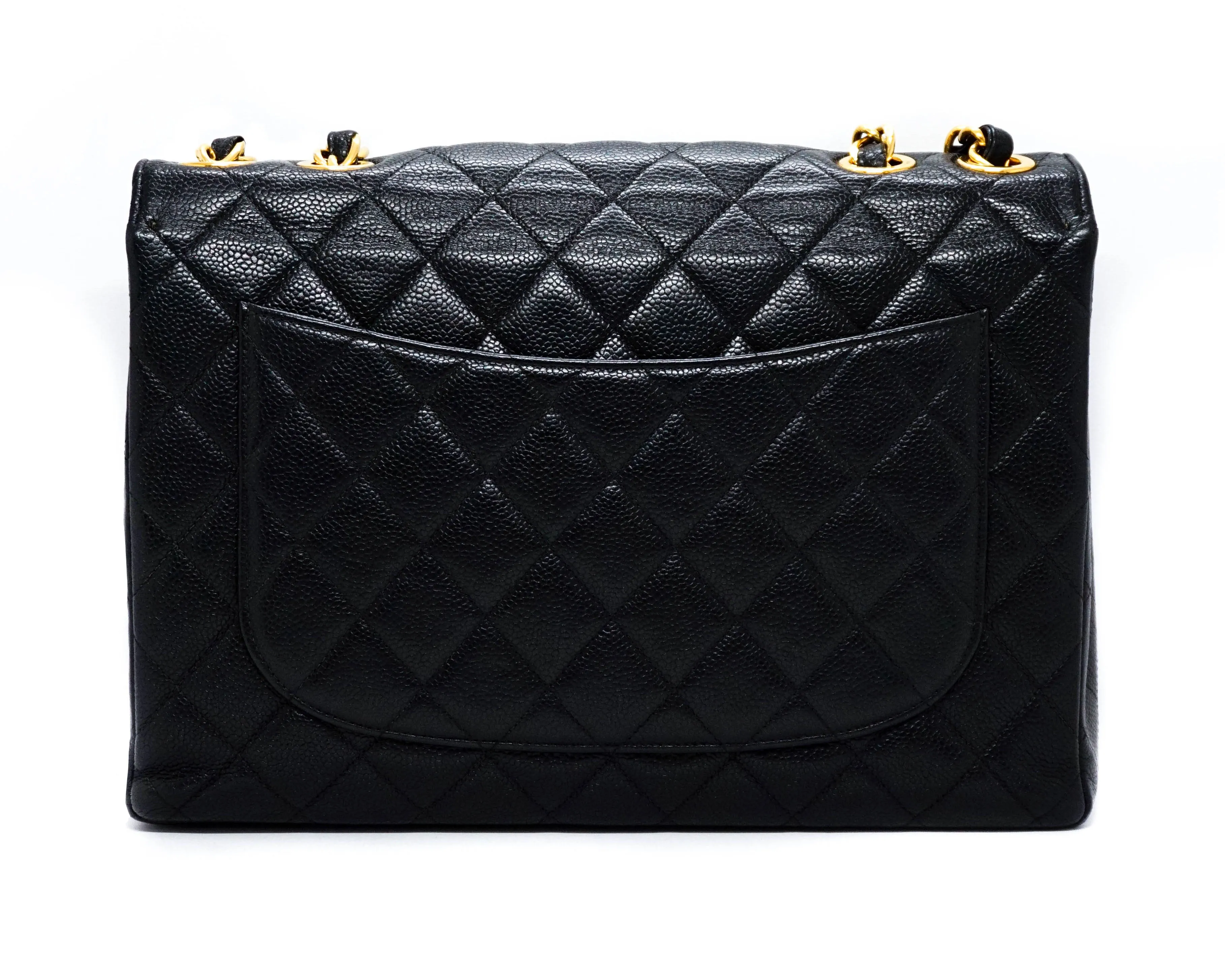 Chanel Vintage Black Caviar Single Flap Jumbo
