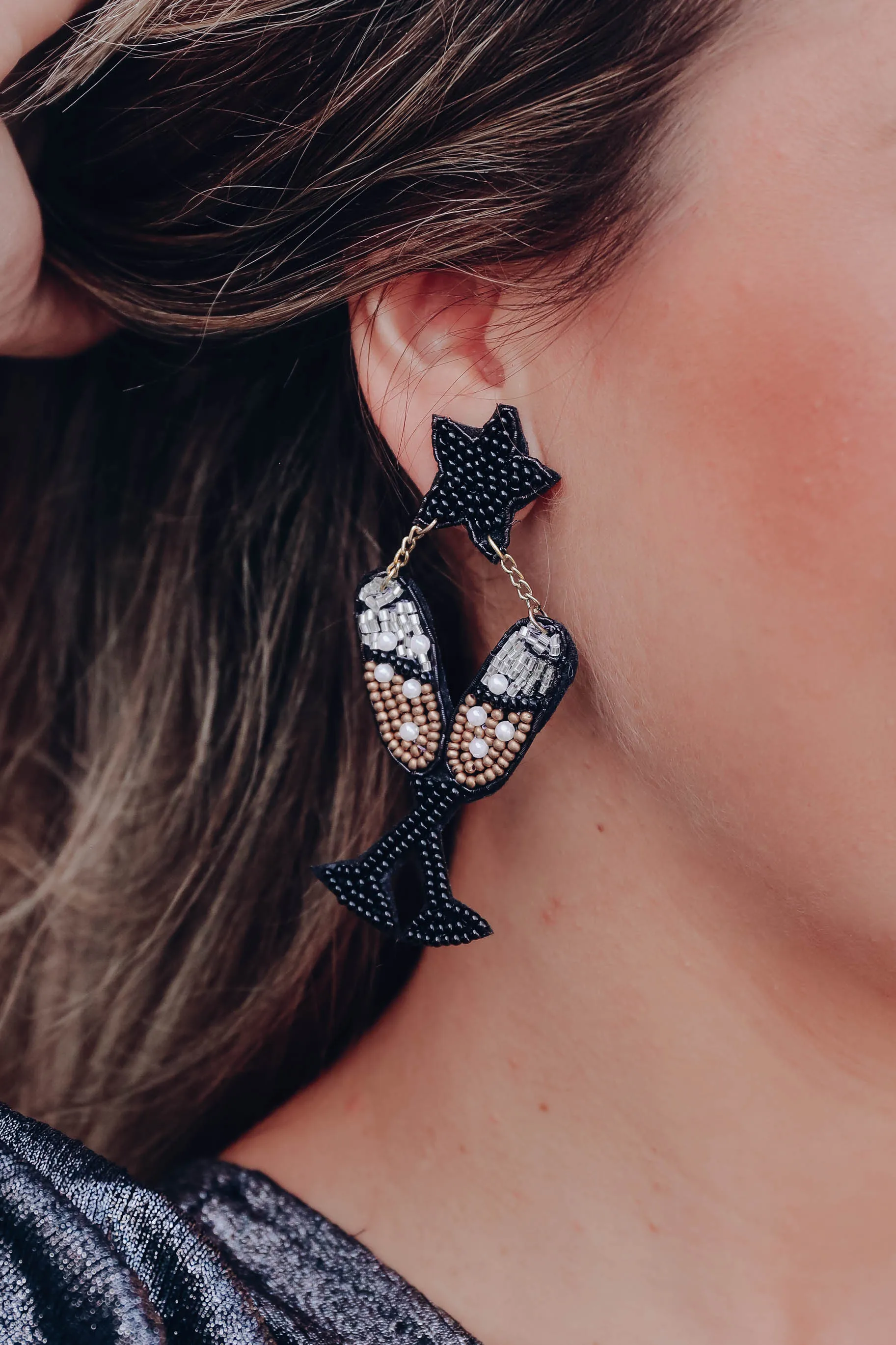 Cheers To The New Year Earrings - Black