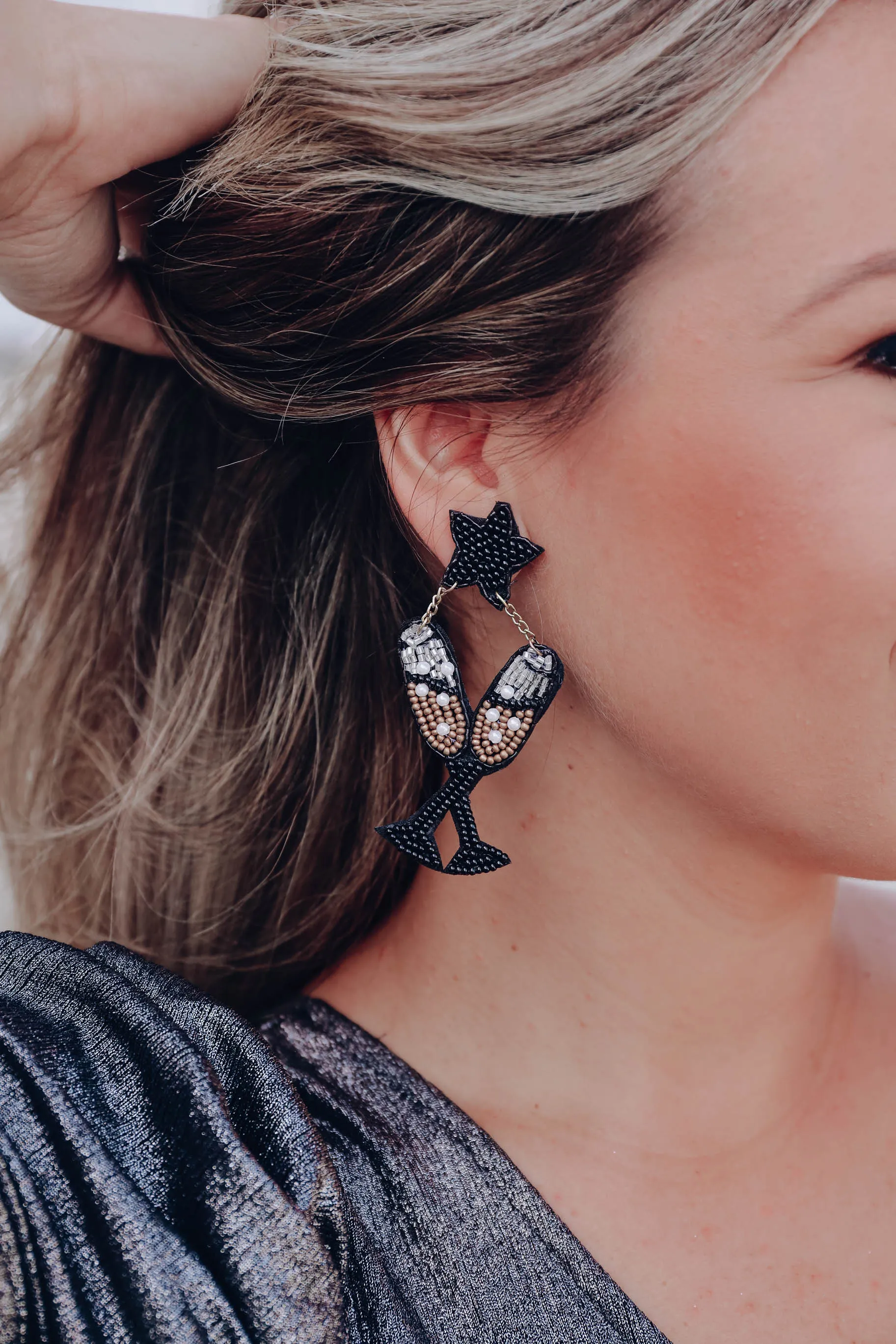 Cheers To The New Year Earrings - Black
